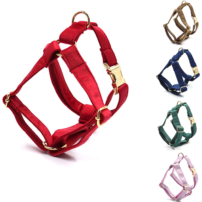 No Pull Dog Harness - パーソナライズドッグハーネス、ノープル、子犬用ハーネス、小型犬・大型犬用ハーネス、ベルベット、無料刻印IDネーム、屋外散歩トレーニング