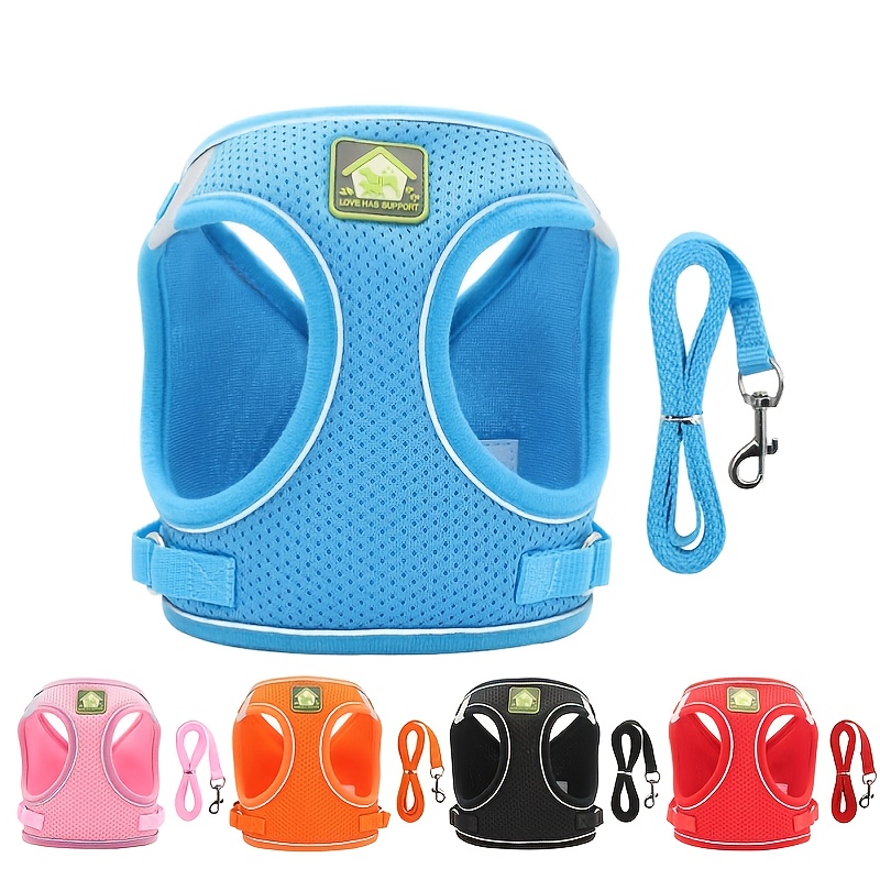 No Pull Dog Harness - 犬と猫用の反射ペットハーネスとリードセット、通気性メッシュ付きノープル犬ベストハーネス