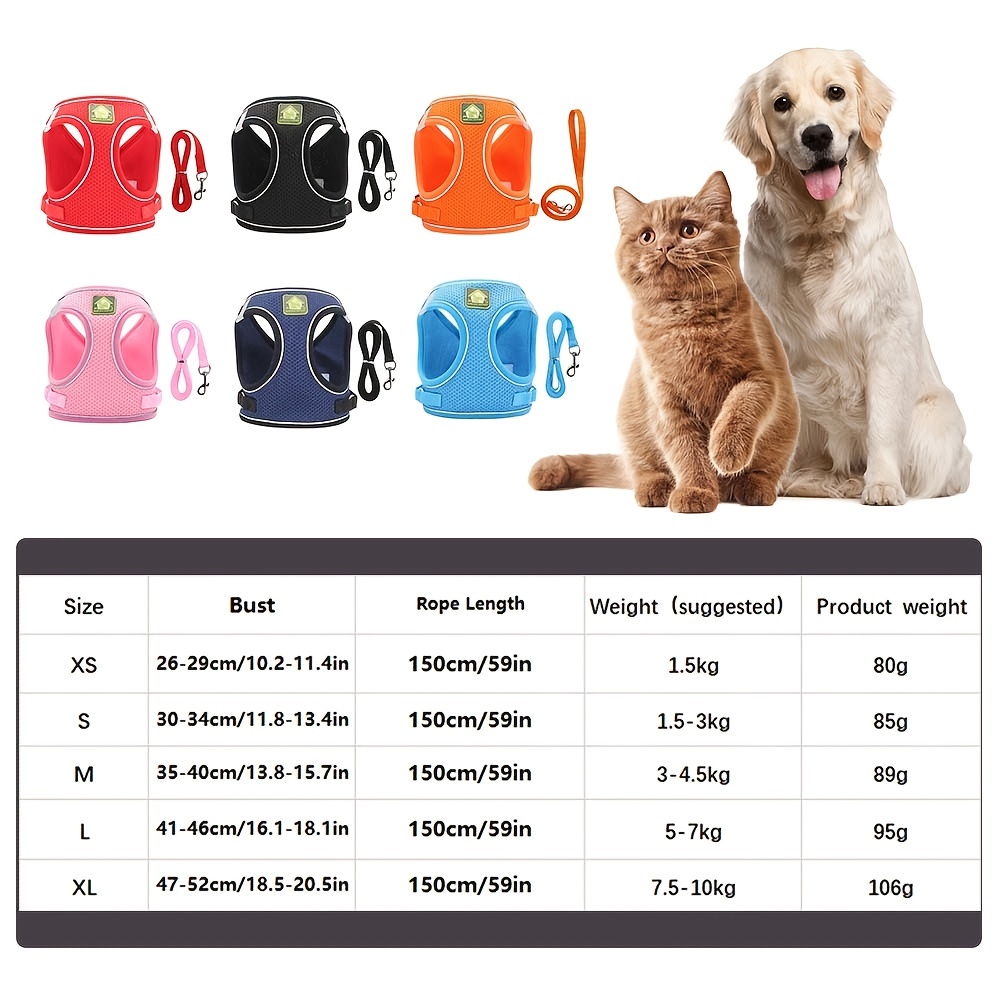 犬と猫用の反射ペットハーネスとリードセット、通気性メッシュ付 - No Pull Dog Harness のレビューと価格