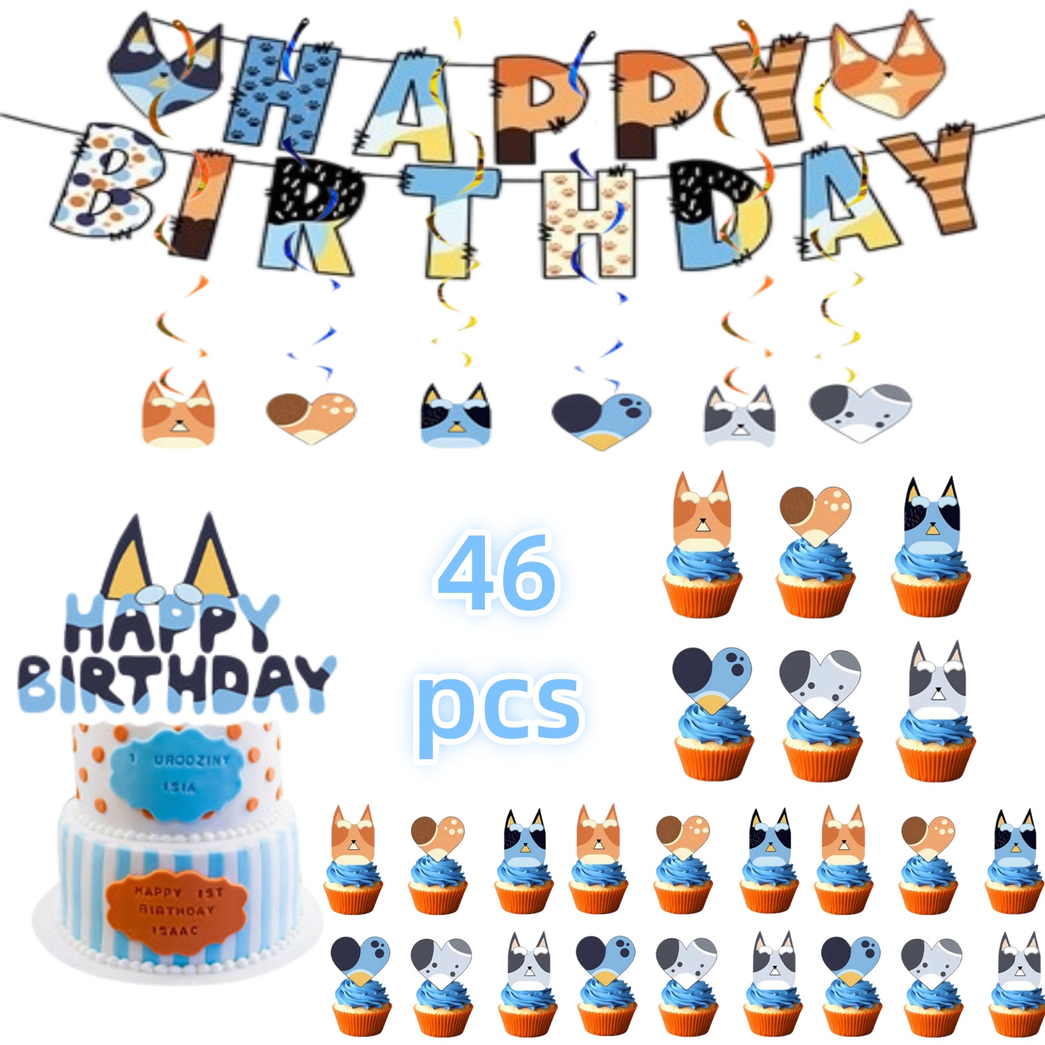 カートゥーンブルードッグ誕生日パーティー装飾テーブルクロス、 - Pet Supplies Warehouse のレビューと価格