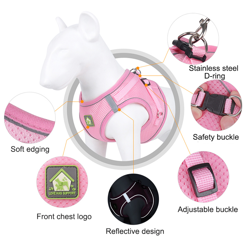 反射機能付きペットハーネスとリードセット、通気性メッシュ、ノ - No Pull Dog Harness のレビューと価格