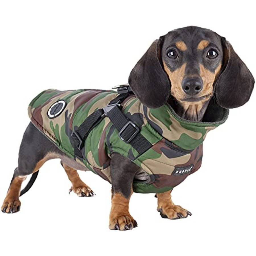 登山用冬用犬用コート、一体型ハーネス付き、引っ張り防止、寒い - No Pull Dog Harness のレビューと価格