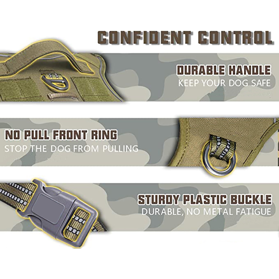軍用戦術犬用ハーネス、引っ張り防止、大型、反射ストラップ付き - No Pull Dog Harness のレビューと価格